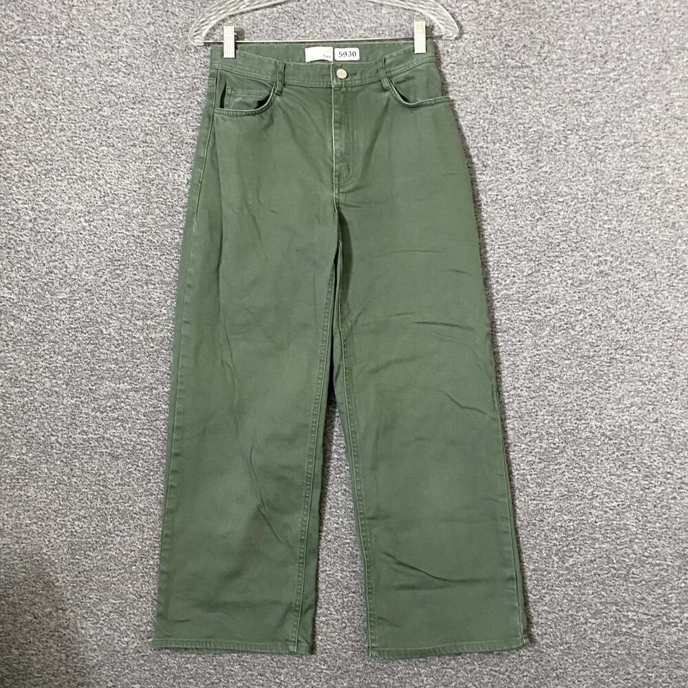 Wilfred Free Women's Size 4 Green High Rise Wide Leg Crop Cotton Denim Jeans